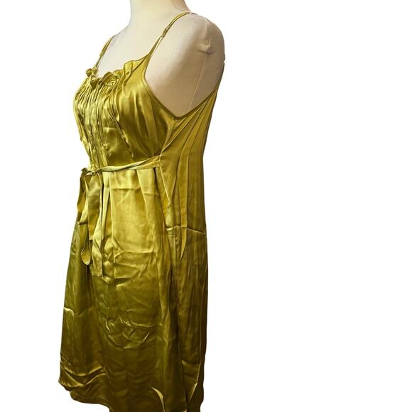 Stephanie Anne Luxury 100% Silk Slip Dress, Chartreuse Green, Small NWT - Picture 3 of 7